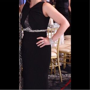 Badgley Mischka Jeweled Lace Inset Gown